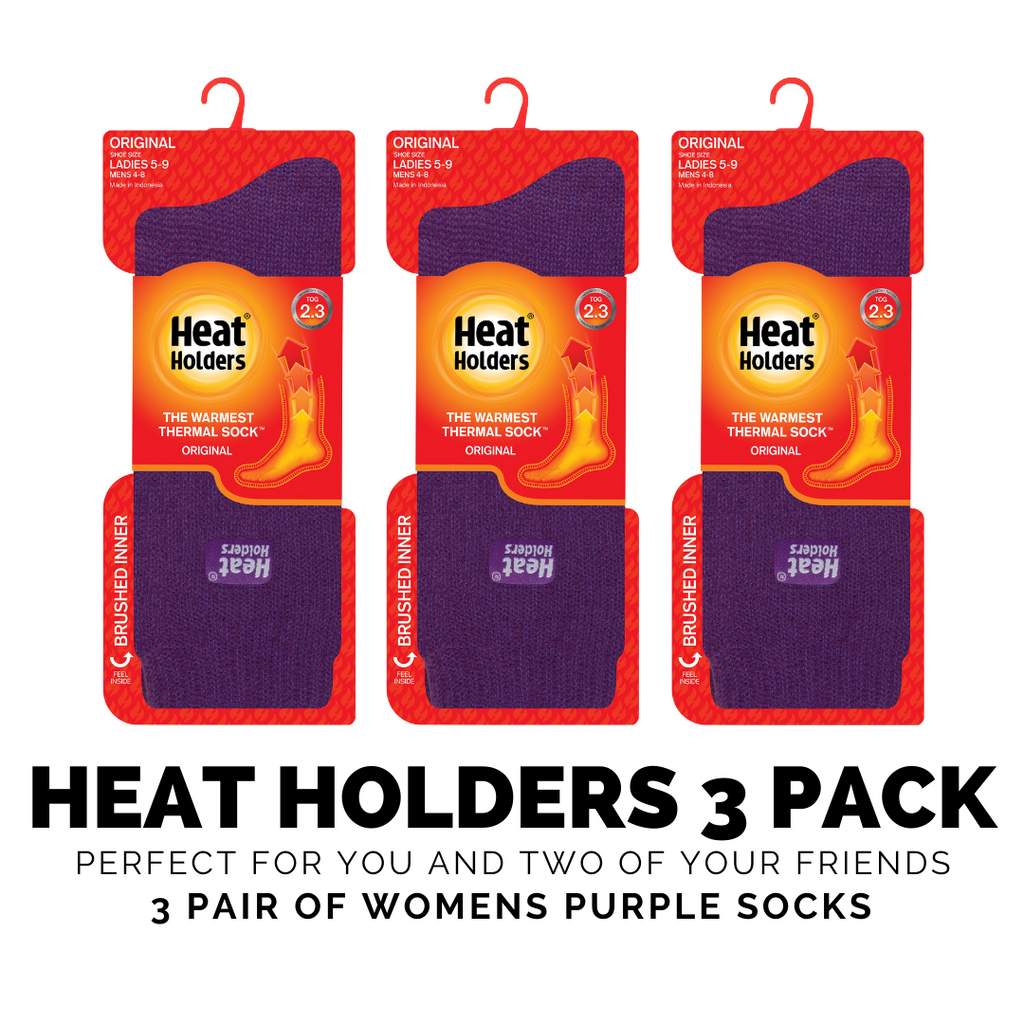 3 Pack | Heat Holders® Women's Original Purple Socks