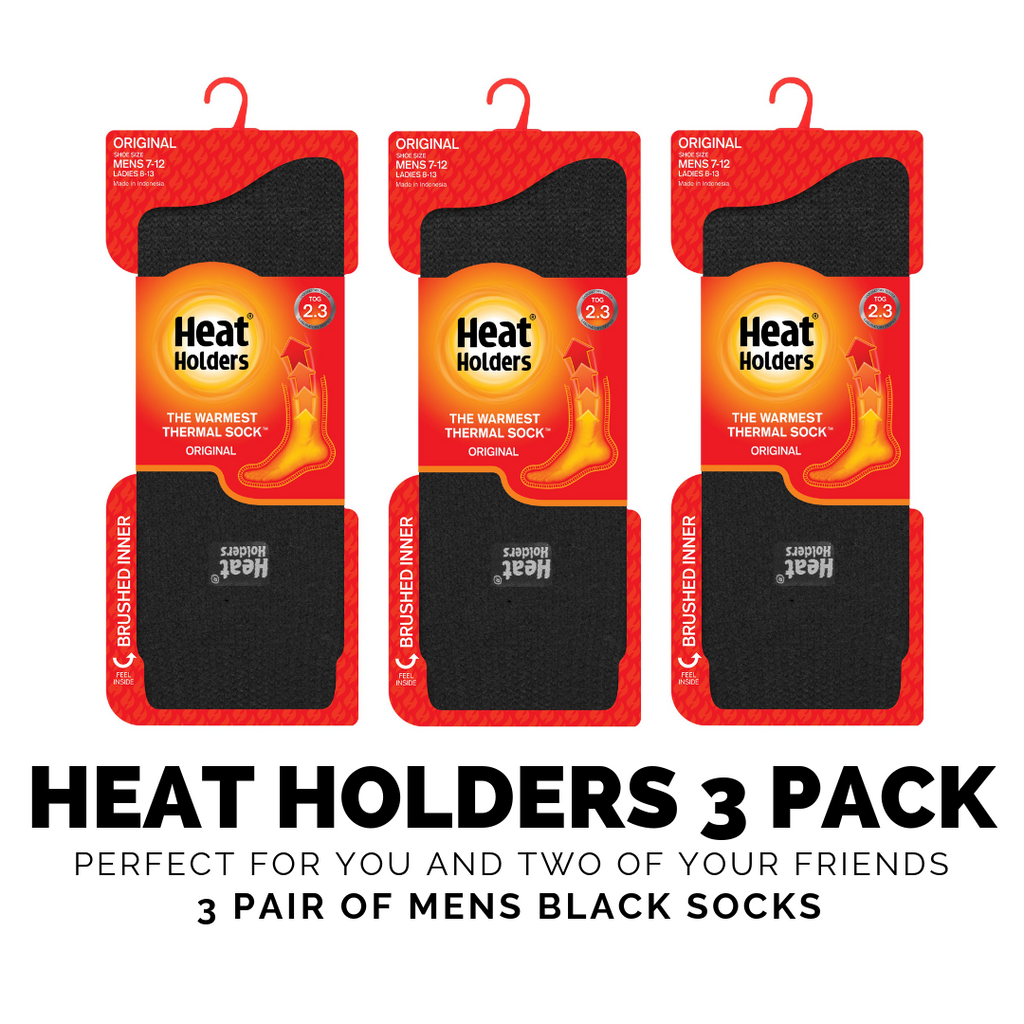 3 Pack | Heat Holders® Men's Original Black Socks