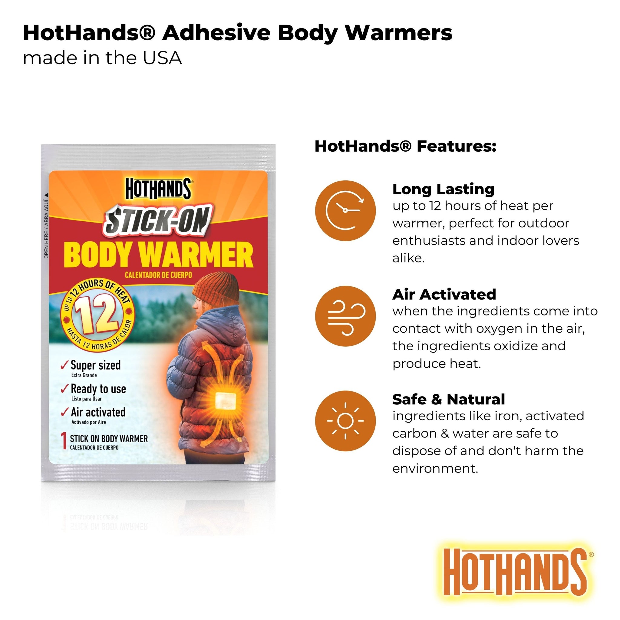 HotHands Air Activated Body Warmers With Adhesive –